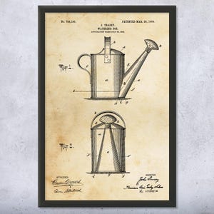 Watering Can Patent Wall Art | Poster, Canvas or Framed | Gardener Gift, Greenhouse Decor, Florist Gift, Garden Wall Art, Greenhouse Art