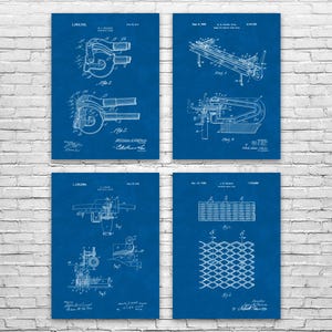 Metal Working Patent Wall Art Set of 4 | Poster, Canvas or Framed ...