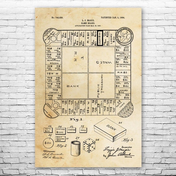 Landlords Game Poster Print, Board Game Wall Art, Game Player Gift, Game Room Art, Realtor Gift, Real Estate Art, Retro Board Game