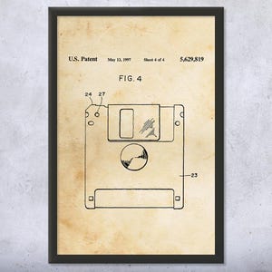 Floppy Disk Patent Wall Art | Poster, Canvas or Framed | Programmer Gift, Computer Science Art, IT Tech Gift, Floppy Disk Art Print