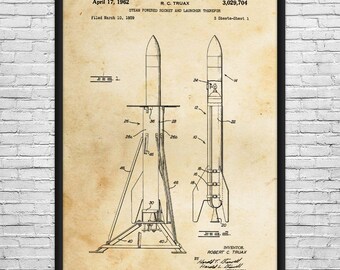 Steam Rocket Patent Art Print: Science Teacher Gift, Space Decor