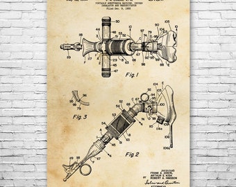 Anesthesia Oxygen Inhalator Poster Print, Physician Gift, Doctors Office Art, Dentist Gift, Medical Art Print, Anesthesiology Art