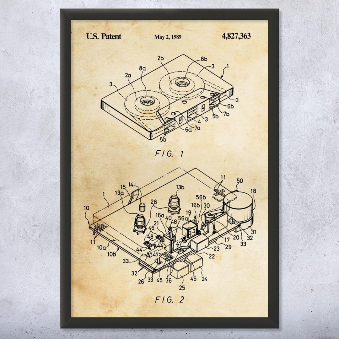 Cassette Tape Patent Wall Art | Poster, Canvas or Framed | Musician ...