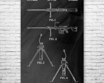 Barrett M82 M107 .50 Cal Rifle Poster Print, Sniper Gift, Gun Store Art, Rifle Blueprint, Soldier Gift, Military Decor, Marine Gift