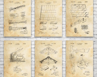 Roofing Patent Wall Art Set of 6: Roofer Gifts, Industrial Art