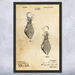 Pully Block Patent Wall Art | Poster, Canvas or Framed | Warehouse Art, Engineer Gift, Pully Blueprint, Workshop Wall Art, Handyman Gift