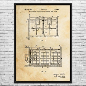 Water Treatment Patent Art Print: Industrial Decor, Water Technician Vintage Paper