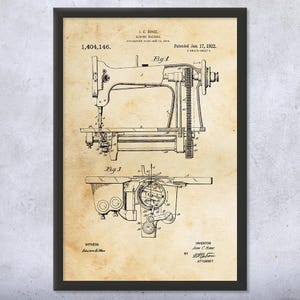 Sewing Machine Patent Art Print: Seamstress, Tailor Gifts