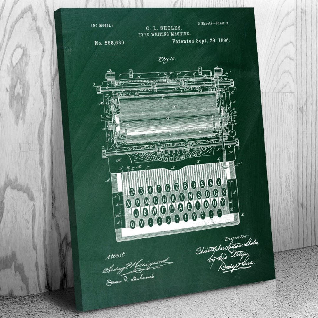 Typewriter Patent Canvas Print, Writer Gift, Journalist Gift ...
