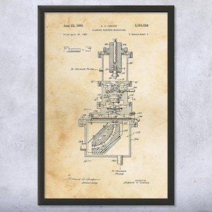 Electron Microscope Patent Wall Art | Poster, Canvas or Framed | Science Teacher Gift, Physics Art, Student Gift, Laboratory Decor