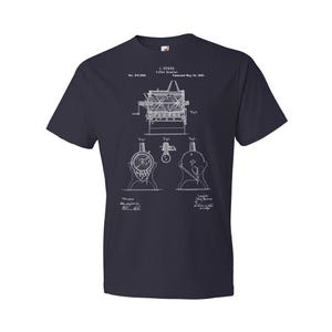 Burns Coffee Roaster Patent T-Shirt: Barista Gift, Coffee Apparel Navy