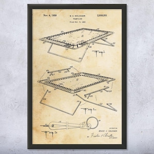 Trampoline Patent Wall Art | Poster, Canvas or Framed | Acrobat Art, Gymnastics Gifts, Gym Decor, Gifts For Gymnasts, Sports Art, Mom Gifts