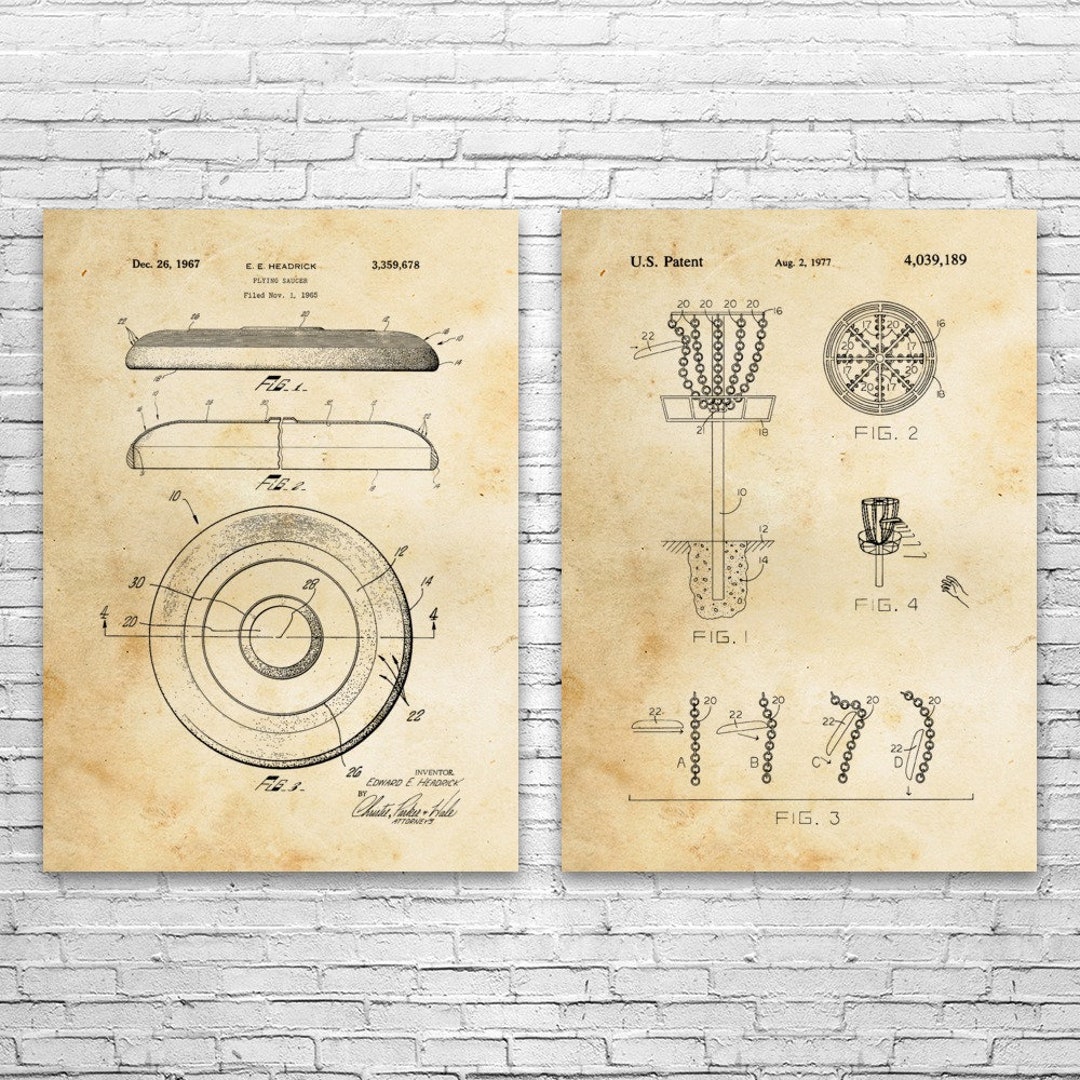 Disc Golf Patent Prints Set of 2 Disc Golf Gifts Disc Golf Etsy
