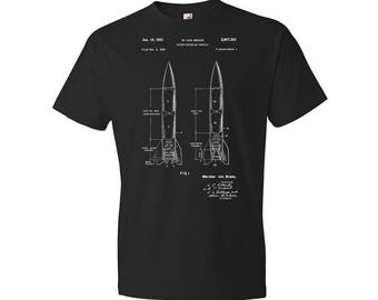 Von Braun Rocket Patent T-Shirt: V2 Rocket Blueprint, Engineer Gift