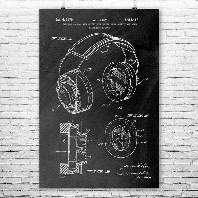 Headphones Poster Print DJ Gift Headphones Wall Art Audio Etsy