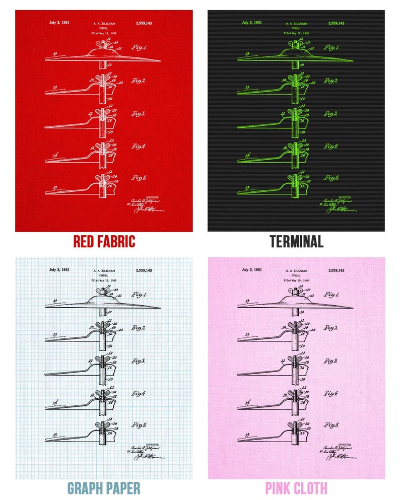 Cymbal Blueprint Drummer Decor Ride Cymbal Poster Print Musician Gift Drum Art Print Drummer Gift Cymbal Design Percussionist Gift