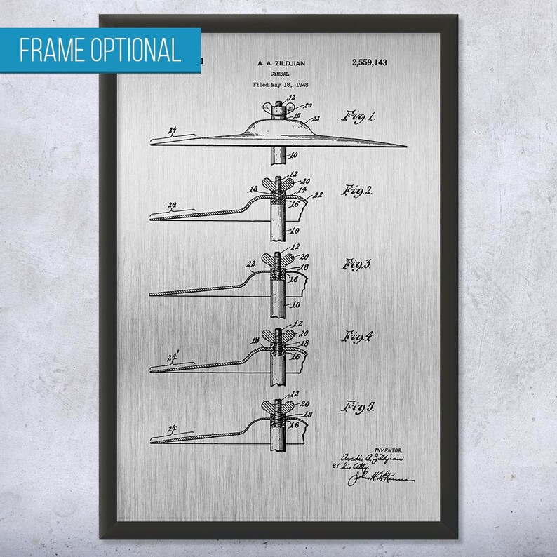 Cymbal Blueprint Drummer Decor Ride Cymbal Poster Print Musician Gift Drum Art Print Drummer Gift Cymbal Design Percussionist Gift