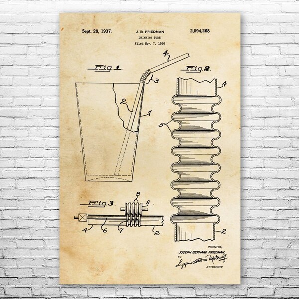 Impression d'affiche de paille à boire, cadeaux culinaires, décoration de cuisine, cadeau de chef cuisinier, décoration de restaurant, plan de paille, cadeau de cuisine, art mural de salle à manger