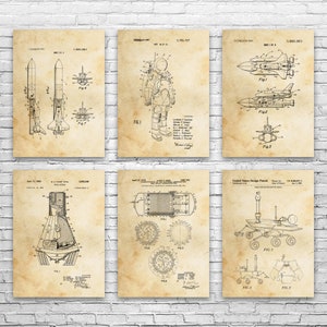 NASA Space Patent Posters Set of 6, Astronaut Gift, Astronomy Lover, Space Shuttle Art, NASA Wall Art, Space Gifts, Aerospace Engineer
