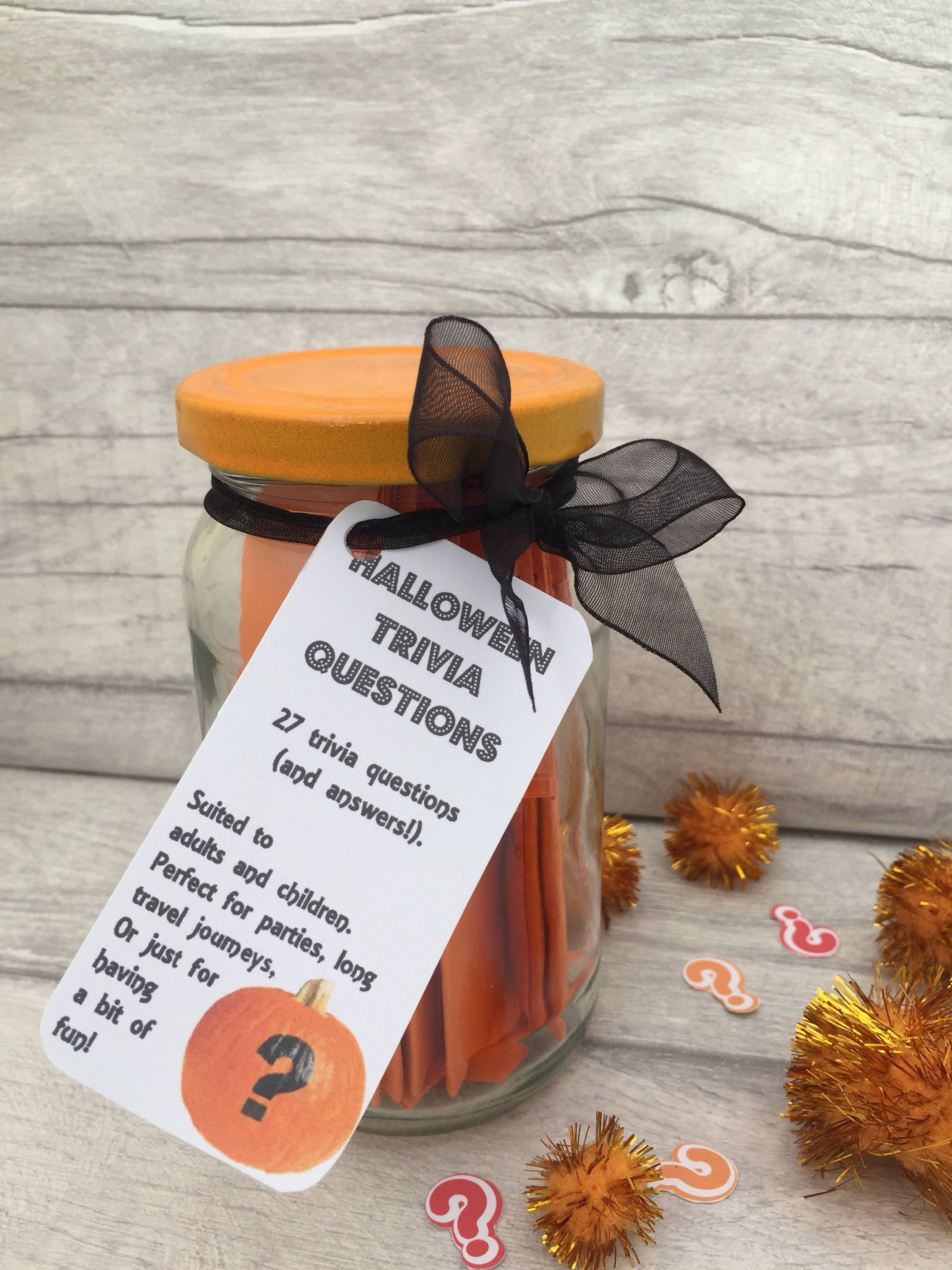 Halloween Trivia Questions Sale Jam Packed Jars Etsy