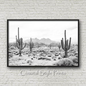 Printable Desert Wall Art, Prints Wall Art, Black White Art, Desert Decor, Saguaro Cactus Print, Desert Photography,  325bC