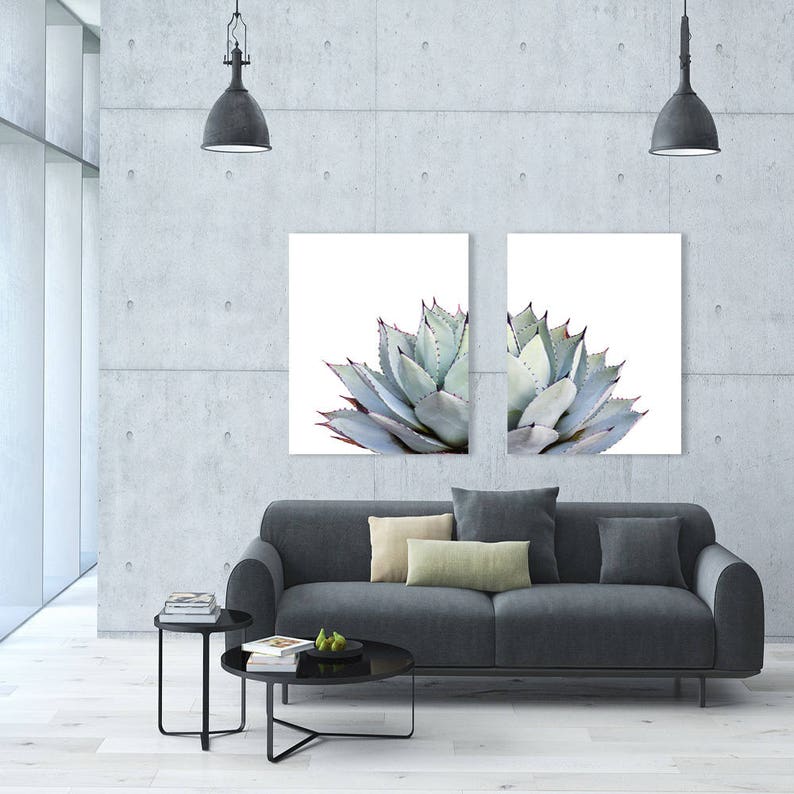 Cactus Print Set, Modern Home Decor, Set Of 2 Prints Botanical Print Desert Art Cactus Wall Art, Bathroom Wall Art Prints, Bedroom Wall Art image 3