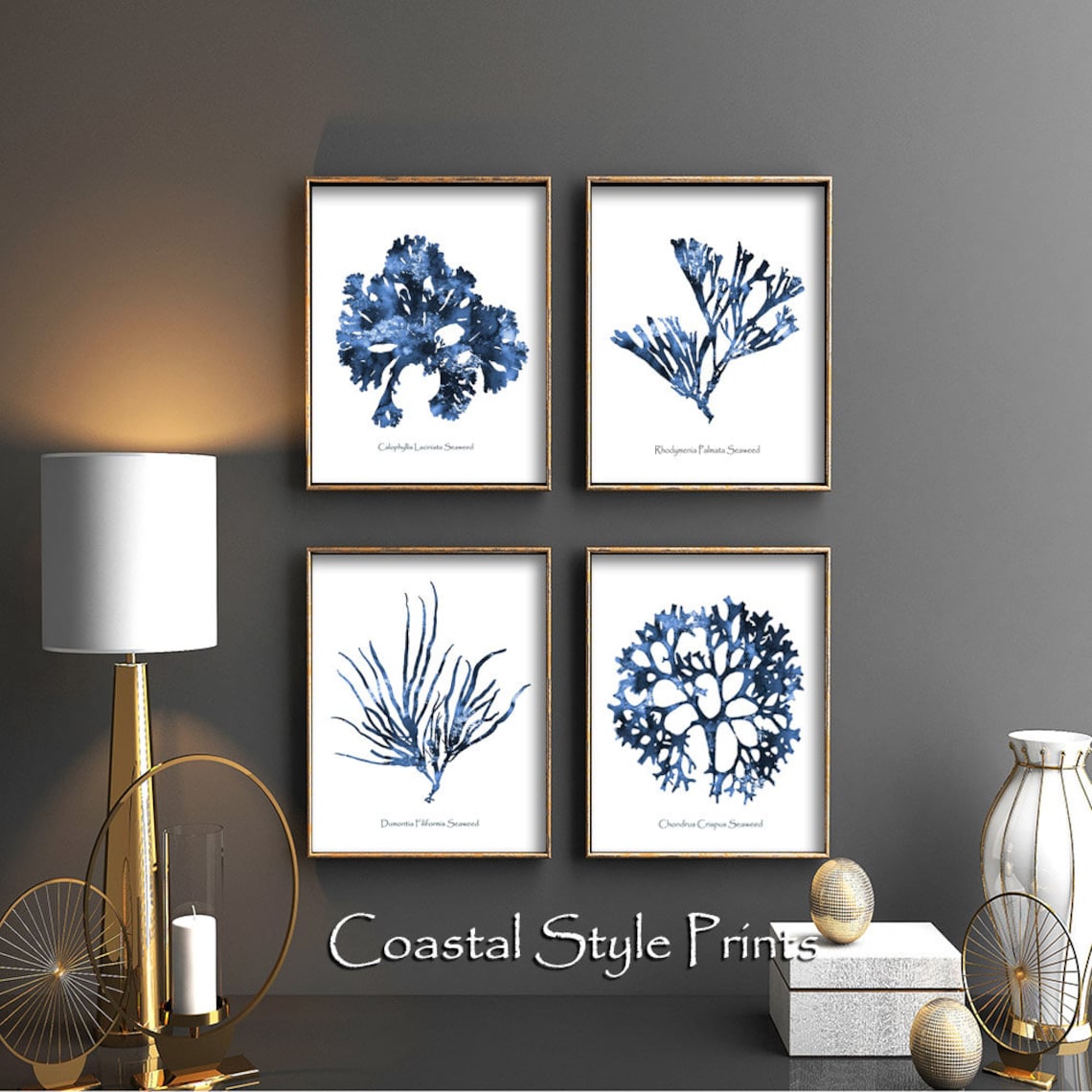 Hamptons Wall Art Set of 4 Prints, Coral Print, Seaweed Print Set — free download