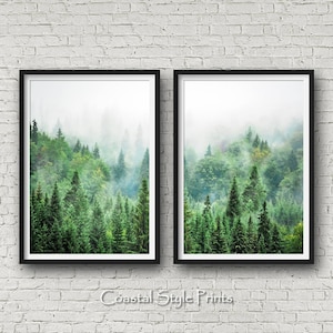 Set Of 2 Forest Prints, Scandinavian Wall Art, Forest Photography, Canadian, Forest Art Print Landscape Photography Print Green Forest Print