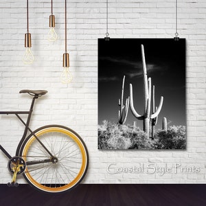 Saguaro Cactus Print, Black and White Print, Desert Wall Decor Printable Desert Art, Cactus Wall Art, Desert Decor, Australia, BW Poster image 4