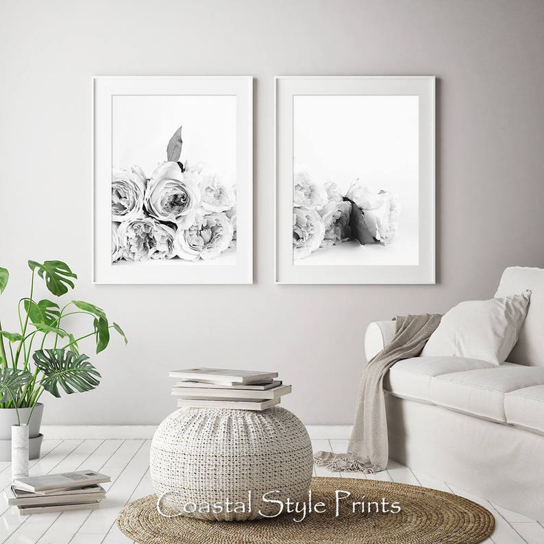 Set Of 2 Roses Black and White Print, Floral Photography, Peony Wall Art, Flowers, Designer Wall Art, Flower Print, Wall Decor, Floral Print image 6