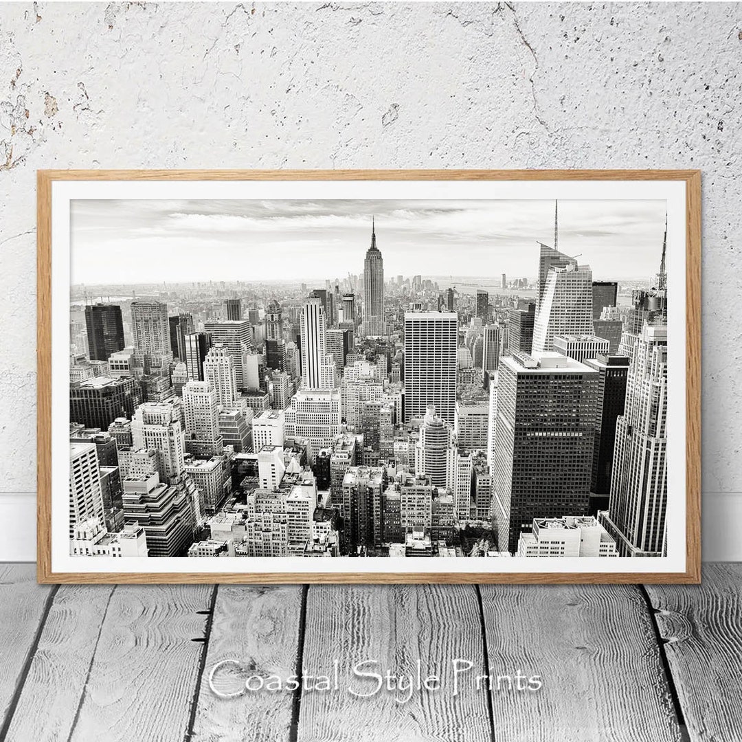 Panorama Wall Art New York Skyline Vintage Photography, Black and White ...