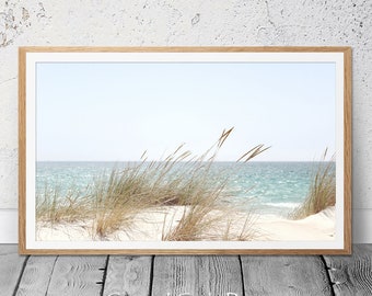 Beach Print, Coastal Wall Art Nature Poster Landscape Wall Art Coastal Beach Decor Beach Grass Print Boho Pastel Art Large Beach Photography