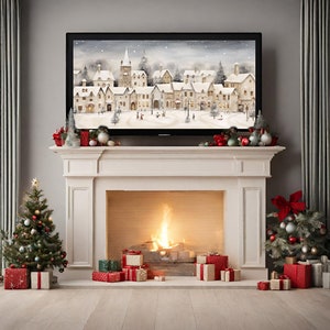 Christmas Frame TV Art, Christmas Samsung Frame TV Art, Scandi Christmas Art, Winter Frame TV Art, Scandinavian Village Tv Art 432 image 2