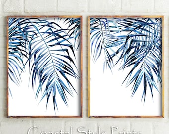 Tropical Wall Art, Modern Wall Art, Palm Leaf Print, Wall Art Print Set, Modern Wall Decor, Tropical Print Set, Large Poster Set, Hamptons