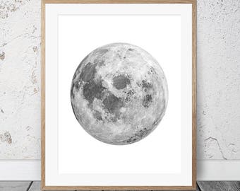 Lámina de la Luna, Luna en blanco y negro, La Lune, Lámina de astronomía, Arte mural de la Luna, Fotografía de la Luna, Póster de la Luna para pared, Regalo para él, Luna llena