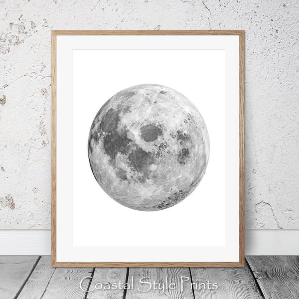 Moon Print, Black and White Moon, La Lune, Astronomy Print, Moon Wall Art, Moon Photography, Moon Poster Wall Art, Gift For Him, Full Moon