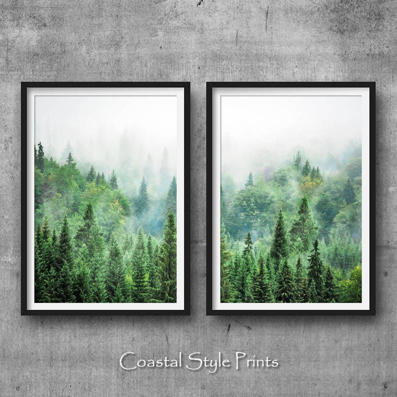Set of 2 Forest Prints Scandinavian Wall Art Forest Etsy