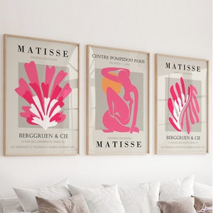 Pink Wall Art, Matisse Print Set of 3, Henri Matisse Poster Set Vintage Trendy Wall Art Digital Download Gallery Wall Printable Art #393