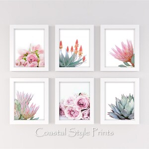 Botanical Gallery Wall Pastel Print Set of 6 Prints Wall Art Floral ...