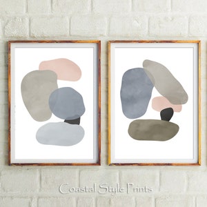 Set Of 2 Mid Century Modern Art Prints, Neutral Print, Modern Wall Art Abstract Office Prints Abstract Wall Art Blush Pink Print Beige Print