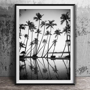 Monochrome Photography, Palm Trees Print, Tropical Print, Ocean Print, Palm Decor, Coastal Art, Beach Wall Art, B & W, Beach Print, 120 image 4