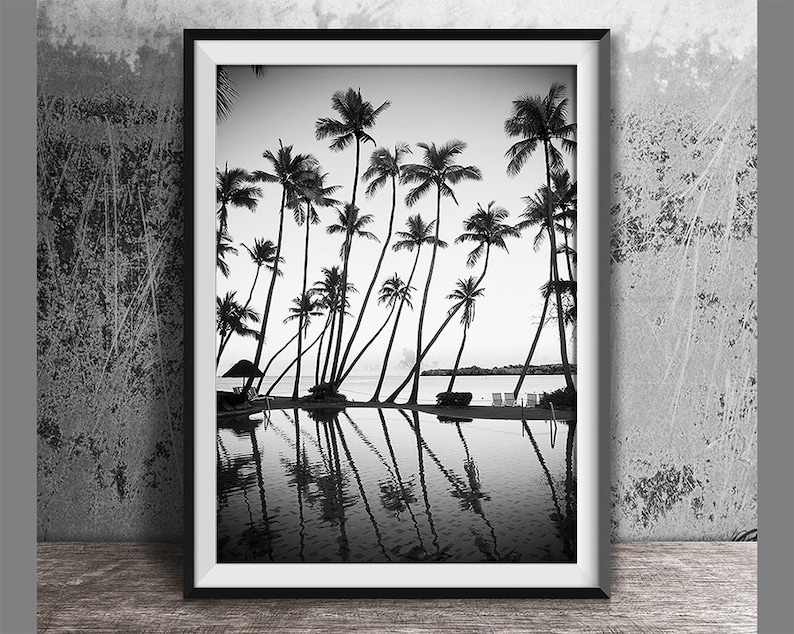 Monochrome Photography, Palm Trees Print, Tropical Print, Ocean Print, Palm Decor, Coastal Art, Beach Wall Art, B & W, Beach Print, 120 image 4