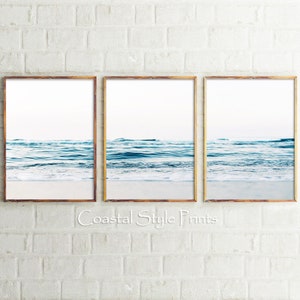 Beach Wall Art, Set Of 3, Digital Prints, Ocean Prints, Coastal Print Set, Printable Art, Sea Print, Large Printable Beach Decor,Coastal Art