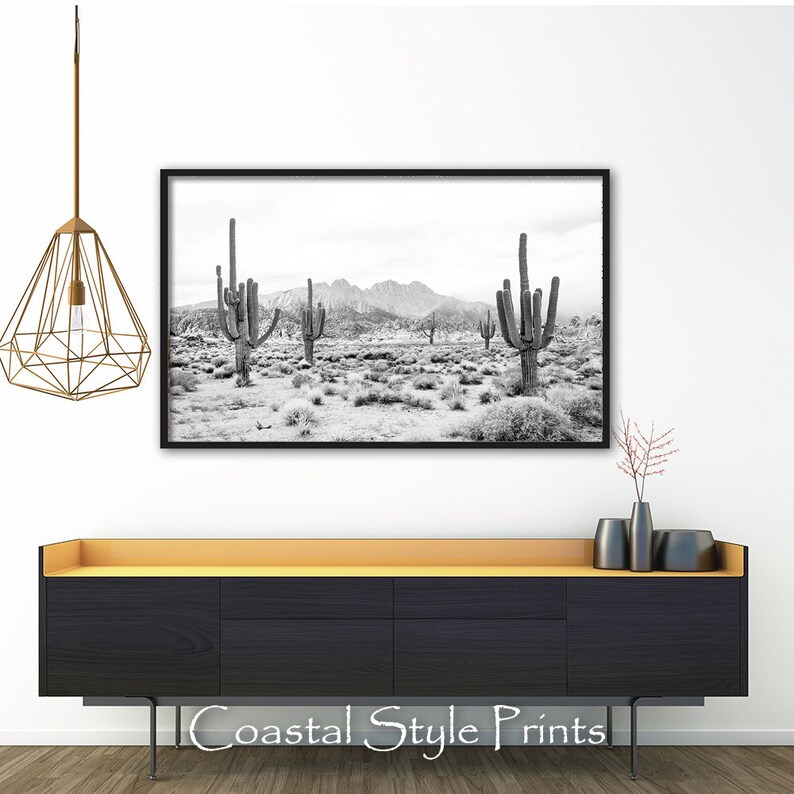 Black and White Print Desert Landscapeprints Wall Etsy