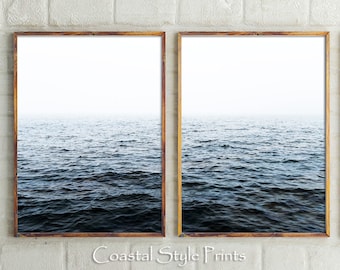 Arte mural de olas del océano, láminas marinas, fotografía oceánica, conjunto de láminas oceánicas, decoración de pared costera, póster imprimible para oficina, decoración de pared azul #227c