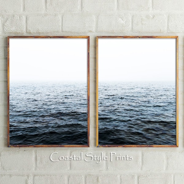 Ocean Waves Wall Art, Sea Prints, Ocean Photography, Ocean Print Set, Coastal Wall Decor, Office Art Printable Poster, Blue Wall Decor #227c