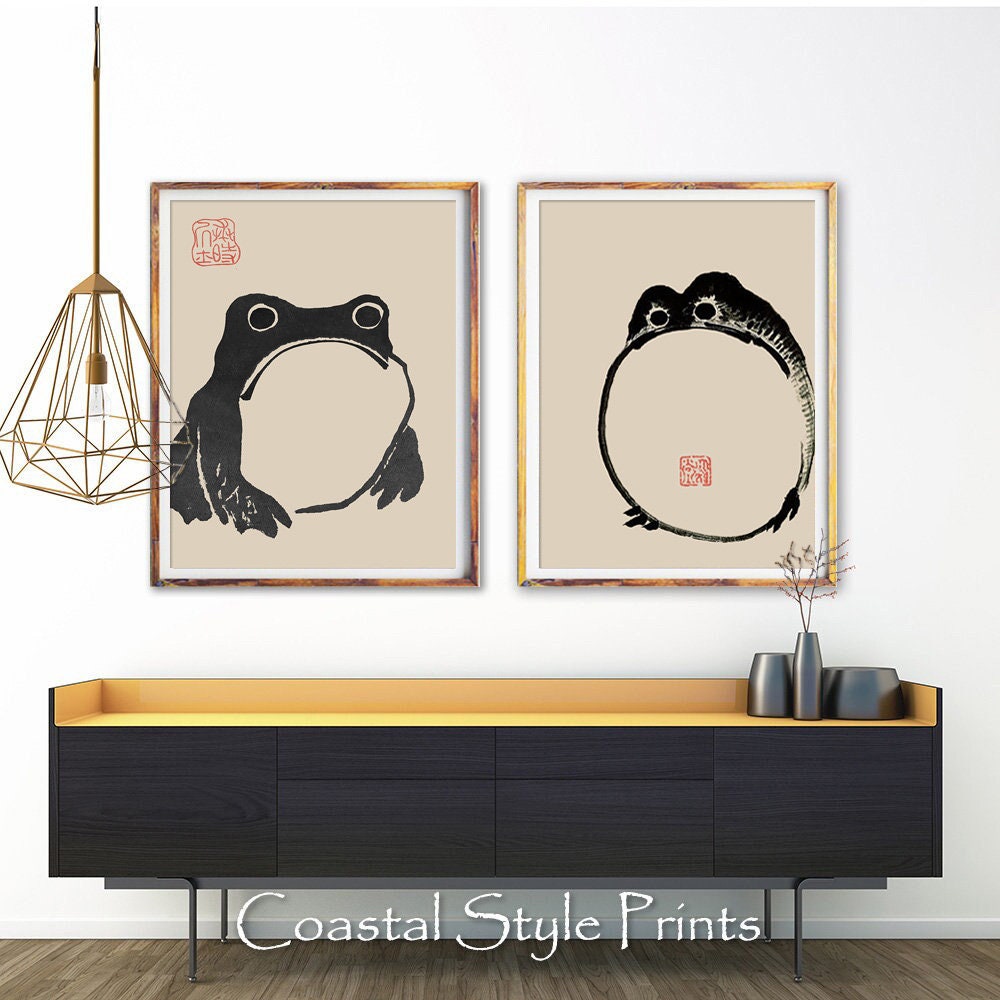 Japanese Matsumoto Hoji Frog Print Set, Vintage Wall Art, Set of 2 ...
