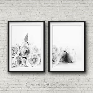 Set Of 2 Roses Black and White Print, Floral Photography, Peony Wall Art, Flowers, Designer Wall Art, Flower Print, Wall Decor, Floral Print image 4