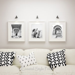 Moroccan Magic Wall Art, 3 Prints Set, Black and White Printable Art,Boho Wall Decor,Wall Art Prints,Architecture Print,Camel Photography image 4