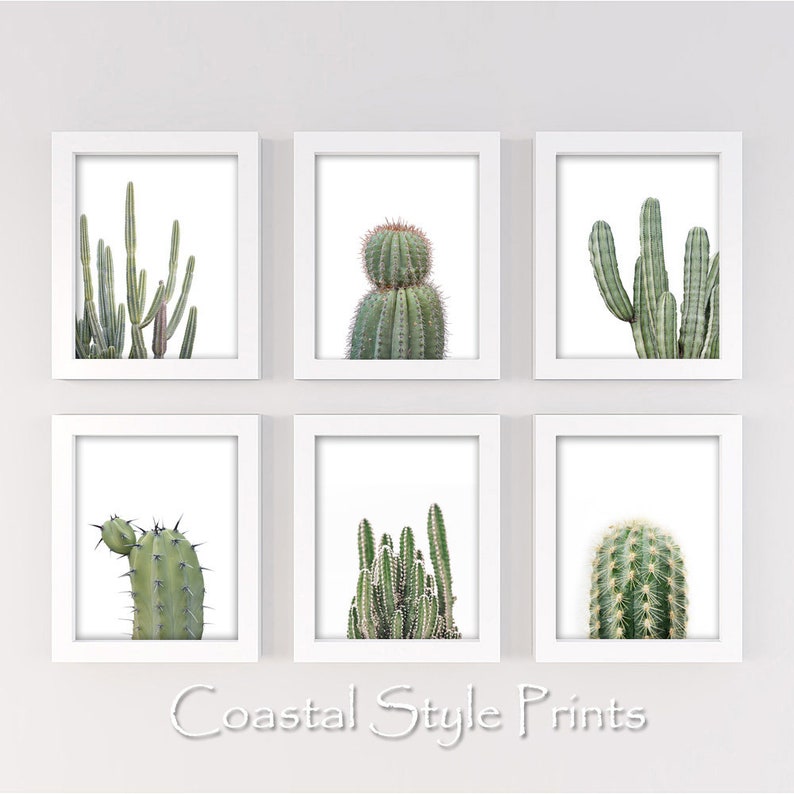 Cactus Art Set, Set Of 6 Succulents, Cactus Wall Art, Cactus Print,Modern Wall Decor,Botanical Print Set,Modern Minimal Art, Australia image 1